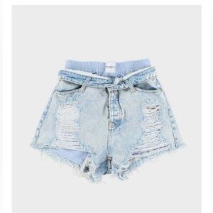 Alexander Wang Light Blue Distressed Denim Shorts